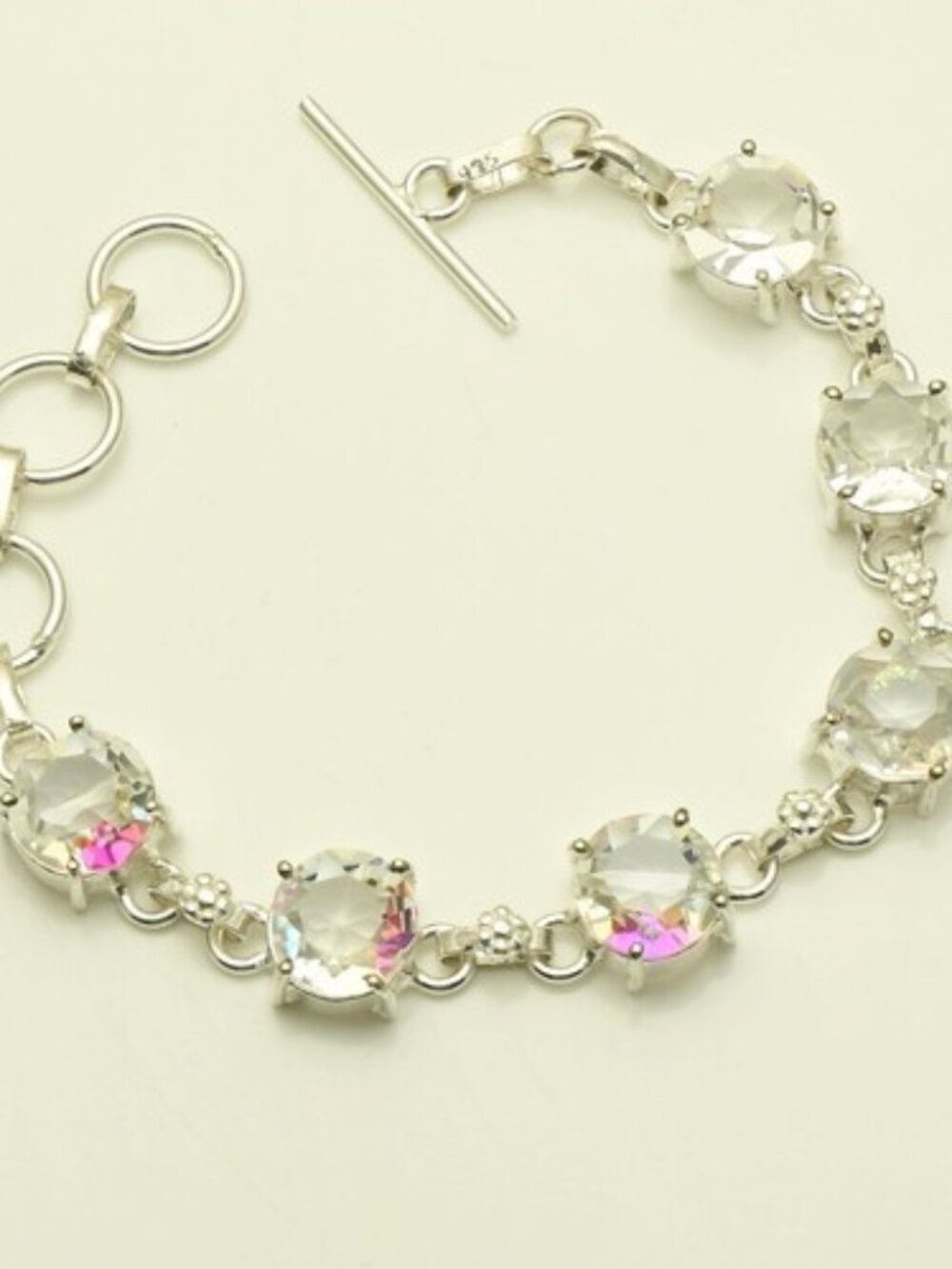 White Topaz Gemstone Sterling Silver Bracelet 13 Gms